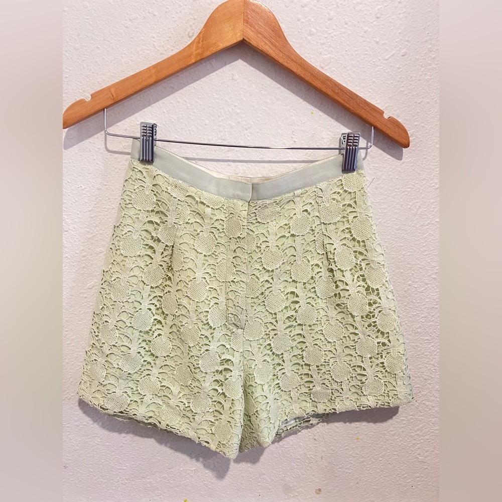 Sophie Hulme Light Green Lace High Waist Shorts